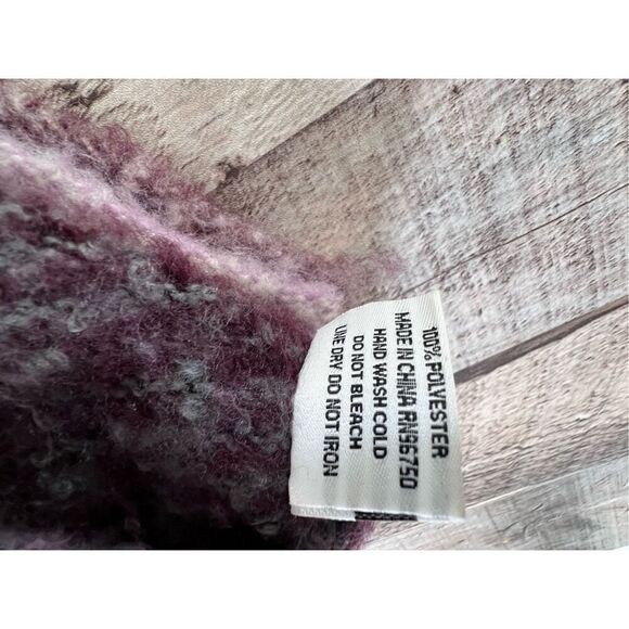 Aleissa Pink Soft Fringed Shawl Poncho Cape One Size Bohemian Clueless Plaid - Picture 6 of 8